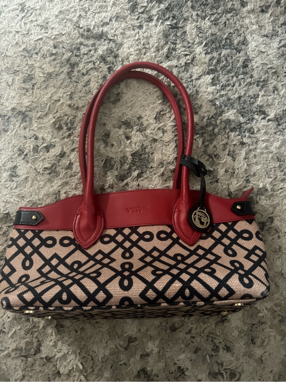 Spartina 449 Red-Trim Woven Pattern Shoulder Bag